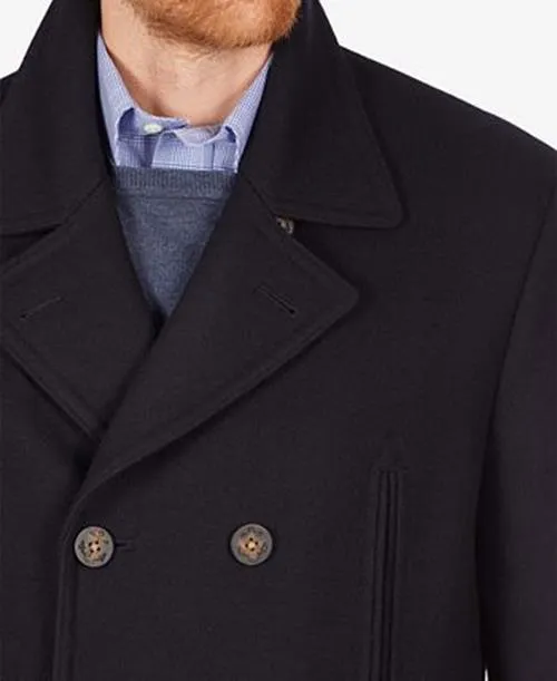 Lauren Ralph Lauren Mens Classic fit Double Breasted Peacoat Coat 40 R Blue