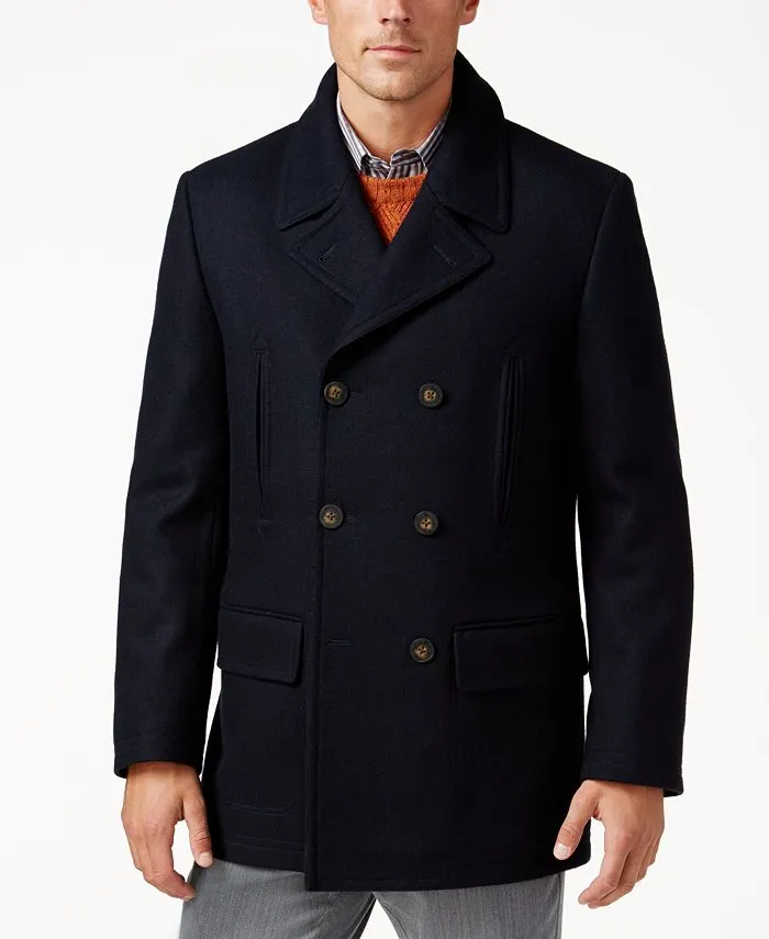 Lauren Ralph Lauren Mens Classic fit Double Breasted Peacoat Coat 40 R Blue