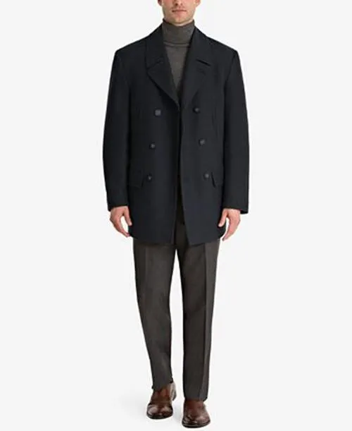 Lauren Ralph Lauren Mens Classic fit Double Breasted Peacoat Coat 40 R Blue