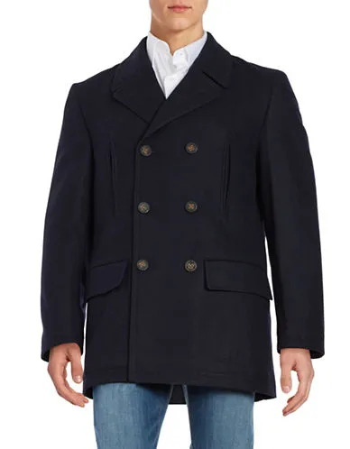 Lauren Ralph Lauren Mens Classic fit Double Breasted Peacoat Coat 40 R Blue