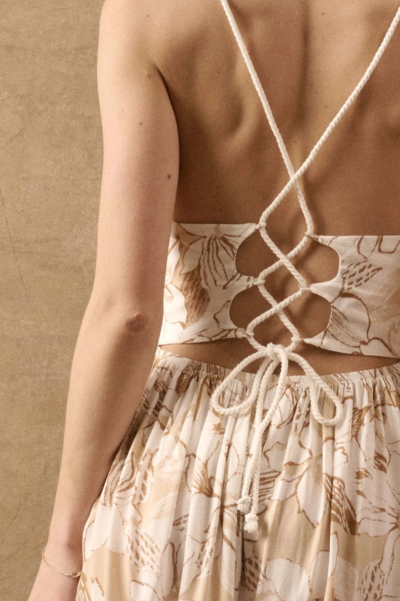 Maui Wowie Floral Lace-Up Back Mini Dress