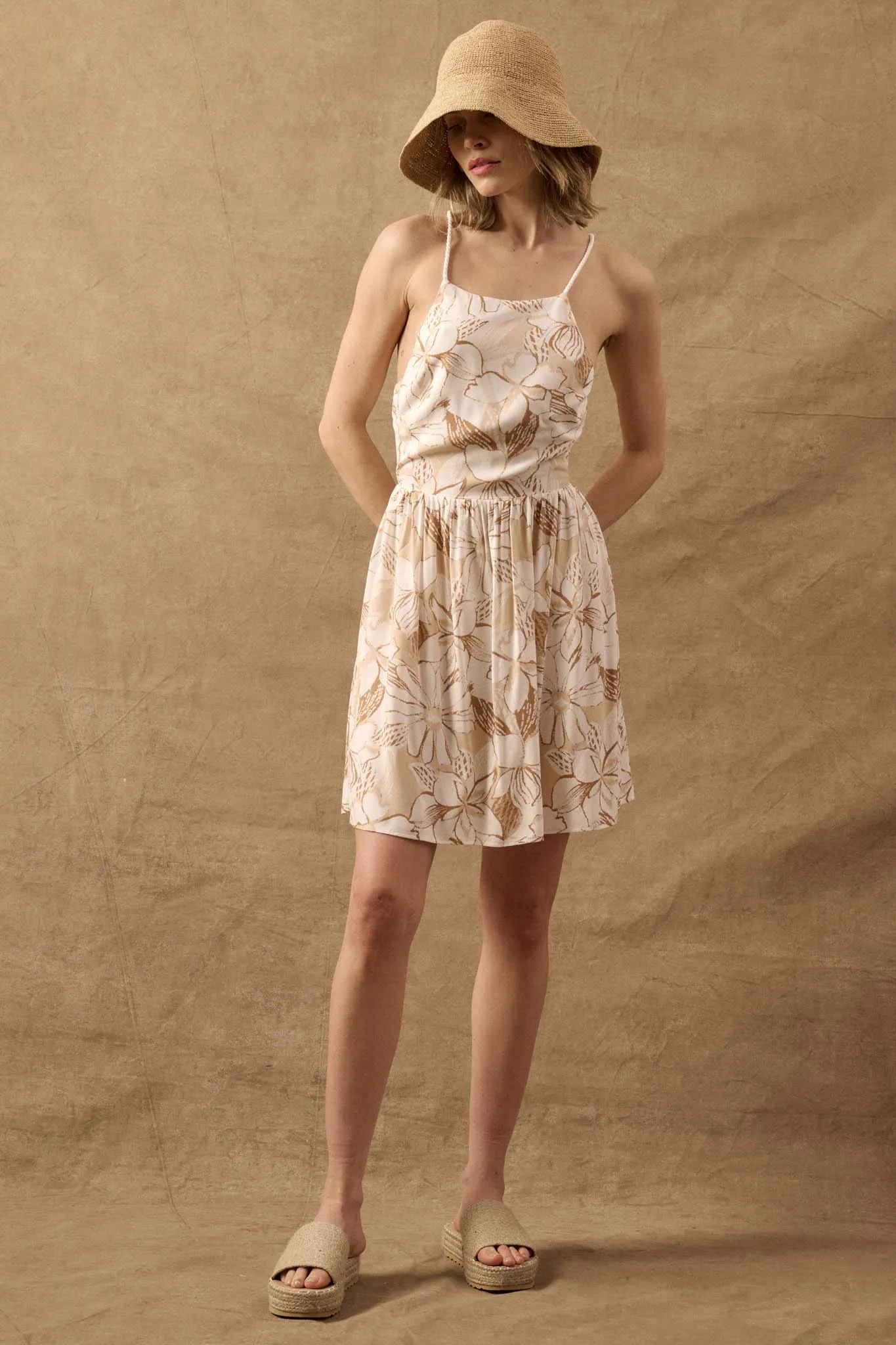 Maui Wowie Floral Lace-Up Back Mini Dress