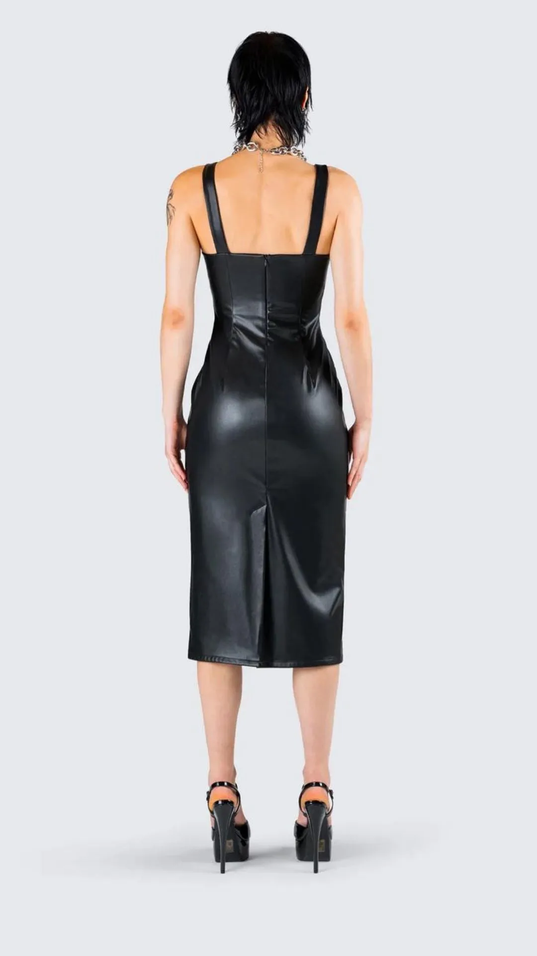 Midi Leather-Lycra Dress