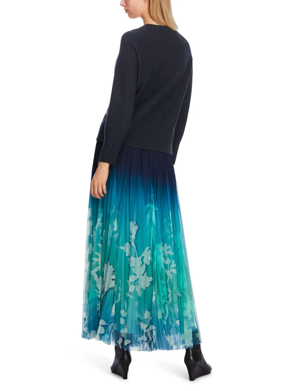 Midnight Blue Cashmere Blend Sweater With Rib Trim