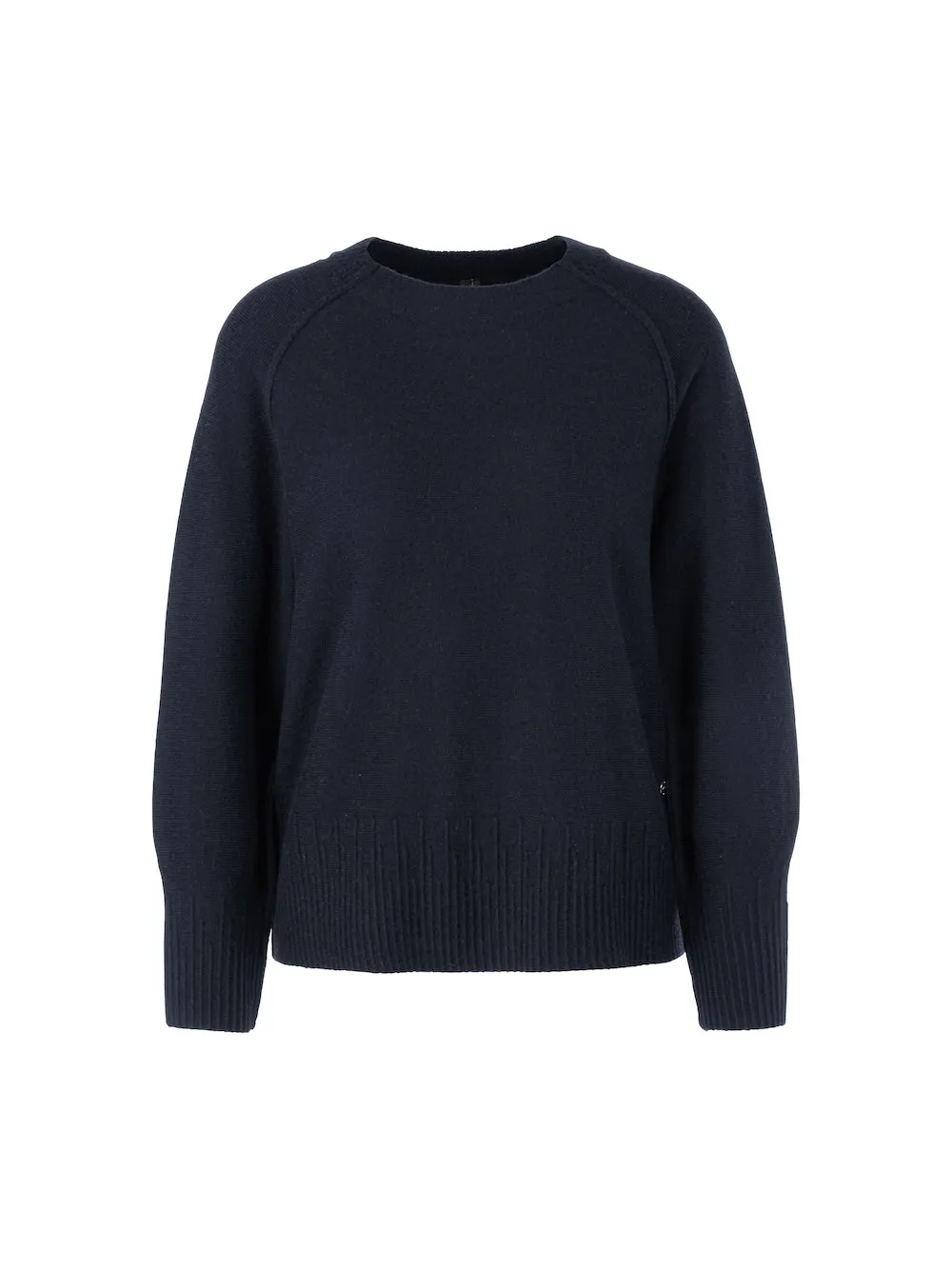 Midnight Blue Cashmere Blend Sweater With Rib Trim
