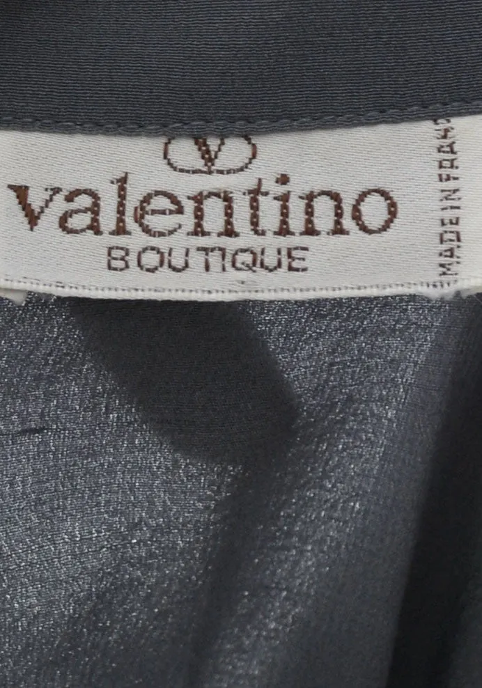 ON HOLD // 1970's Gray Silk Valentino Vintage Blouse w/ Neck Bow