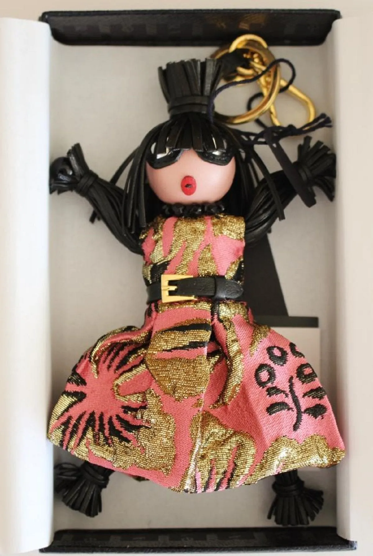 Prada Trick Pelle Rosario Pink Dress Jasmine Doll Keyring Key Charm 1TL171