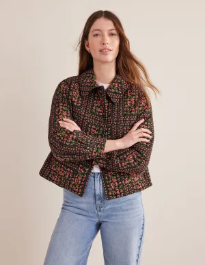 Quilted Printed Jacket-Black Based Print