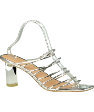 Rejina Pyo Metallic Zoe Lucite Heel Strappy Sandals UK 8 EU 41 👠