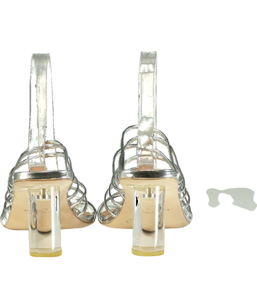 Rejina Pyo Metallic Zoe Lucite Heel Strappy Sandals UK 8 EU 41 👠
