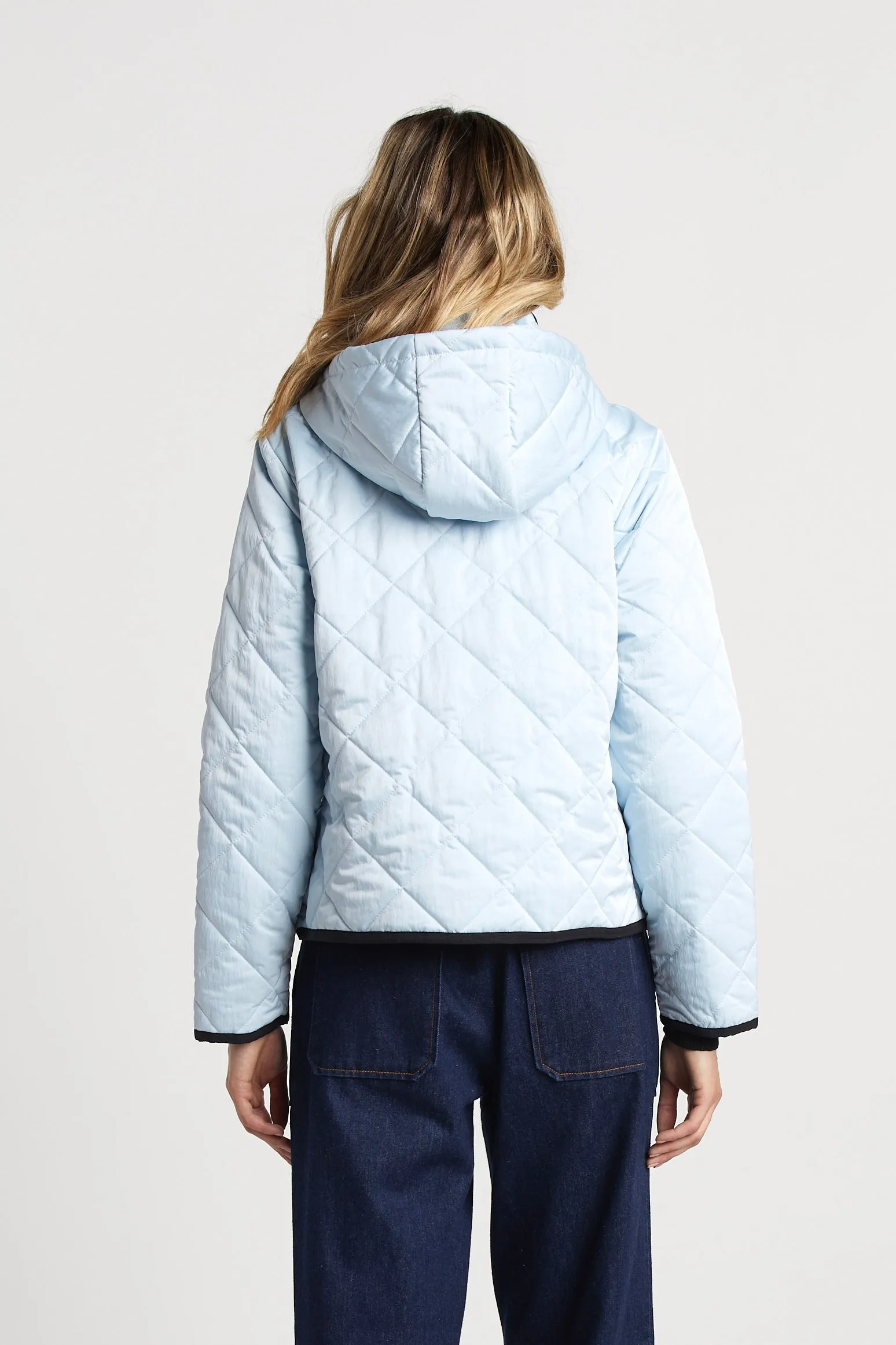 Shelby Short Quilted Hooded Jacket - Ice Blue