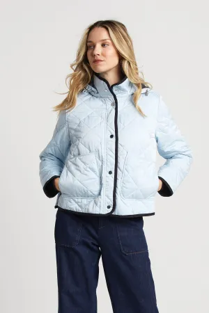 Shelby Short Quilted Hooded Jacket - Ice Blue