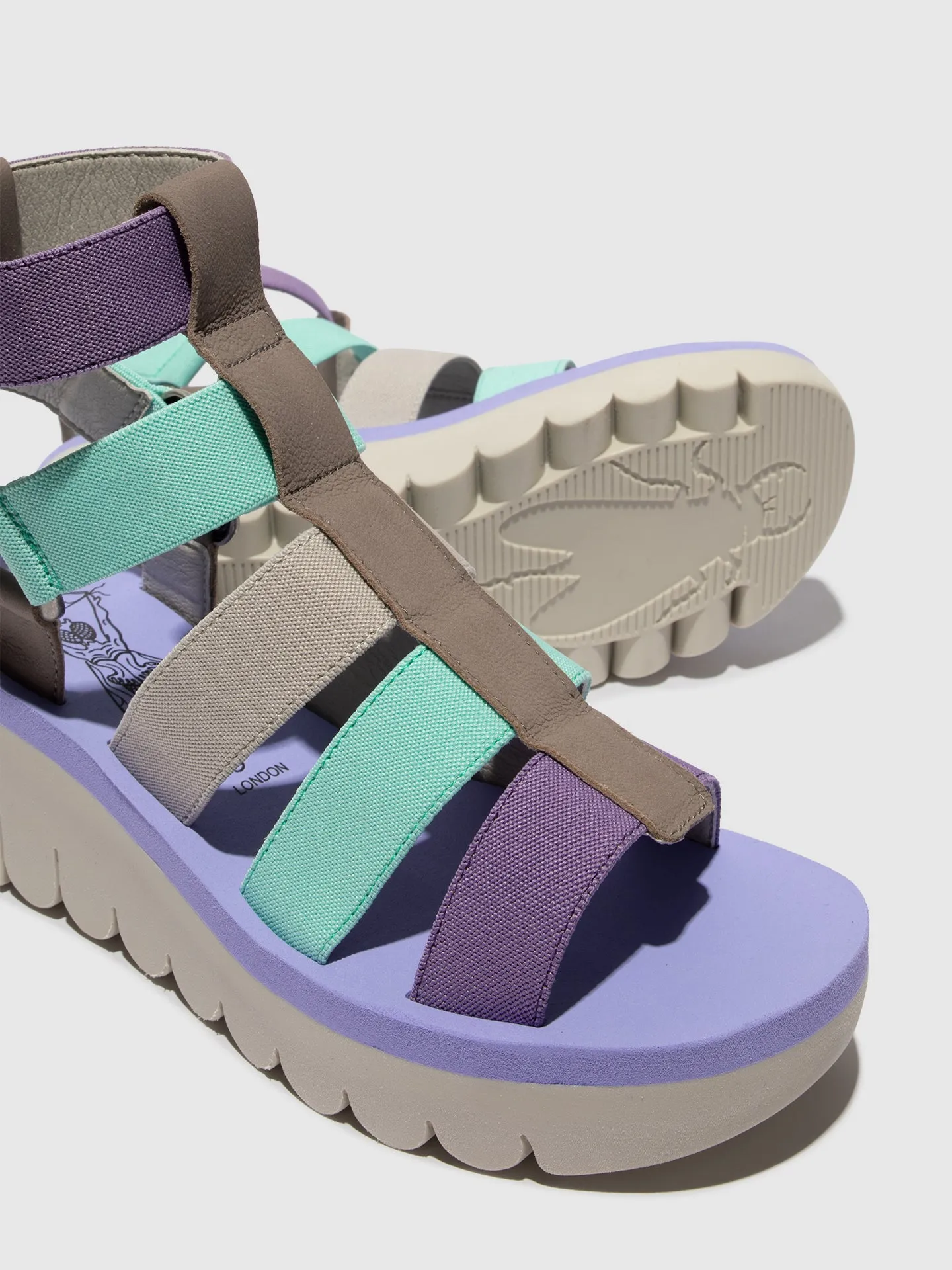 Strappy Sandals YUFI032FLY GREY/MULTICOLOR/VIOLET