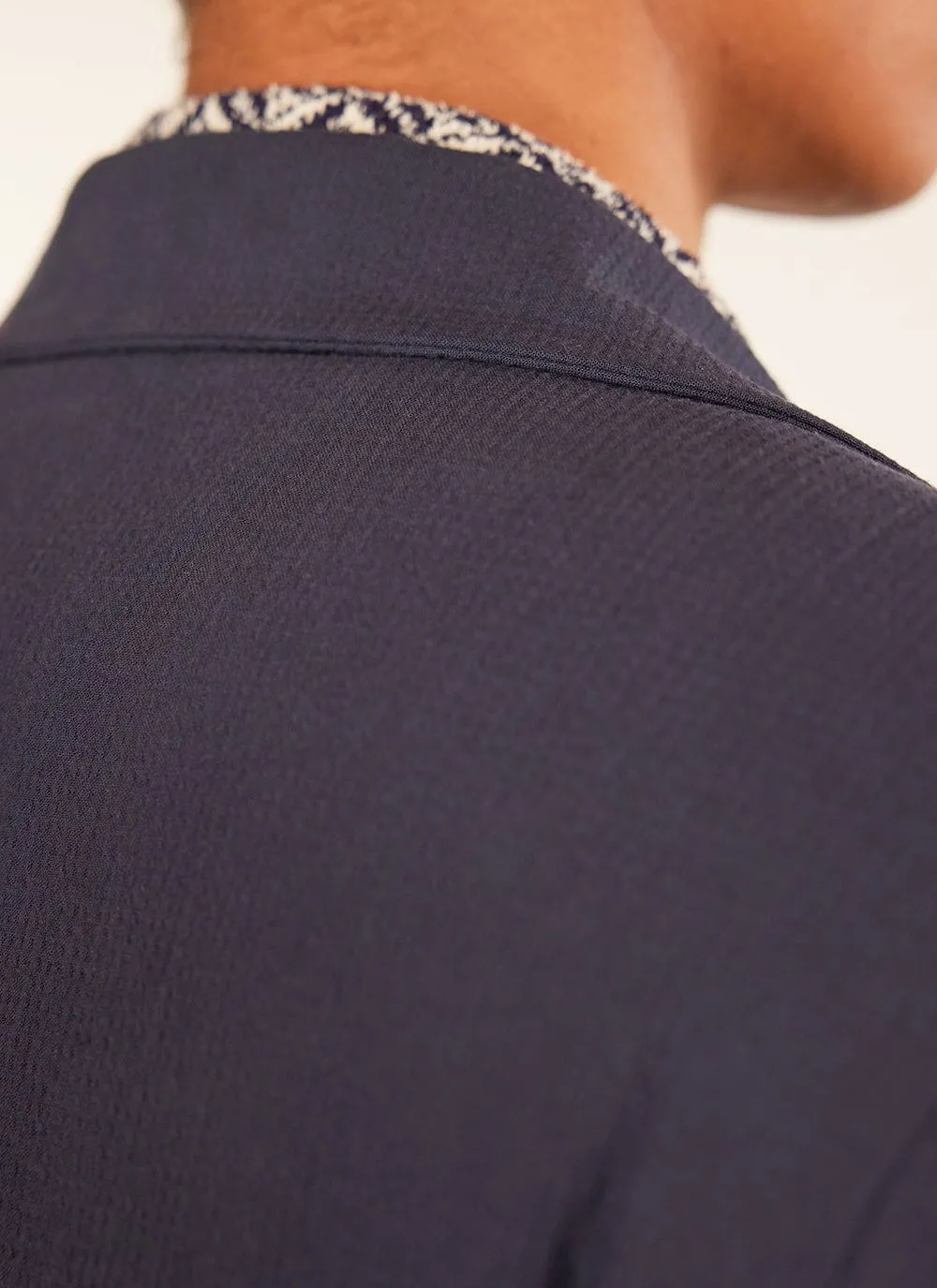 Tailored Seersucker Blazer | Navy