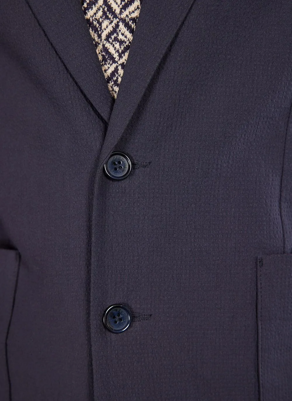 Tailored Seersucker Blazer | Navy