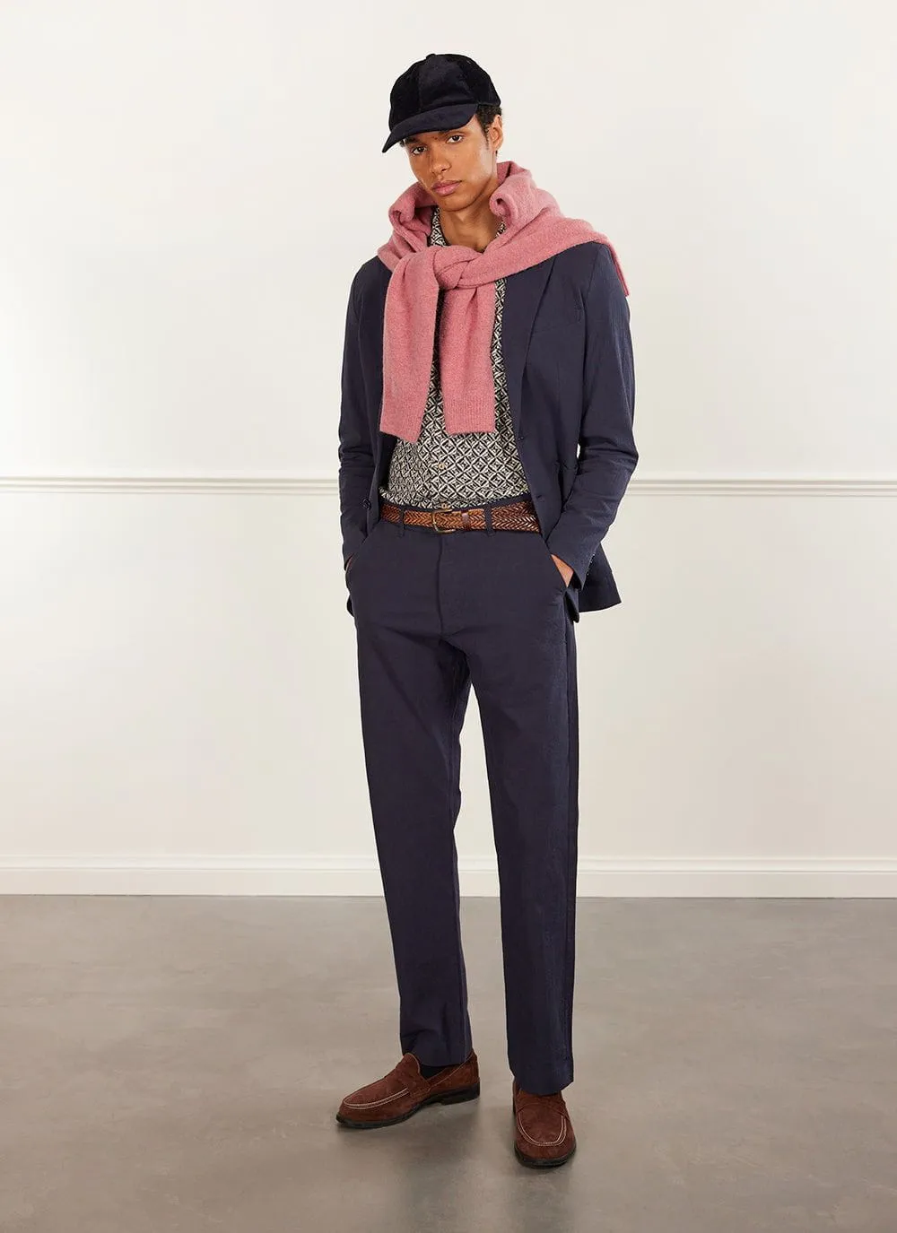 Tailored Seersucker Blazer | Navy