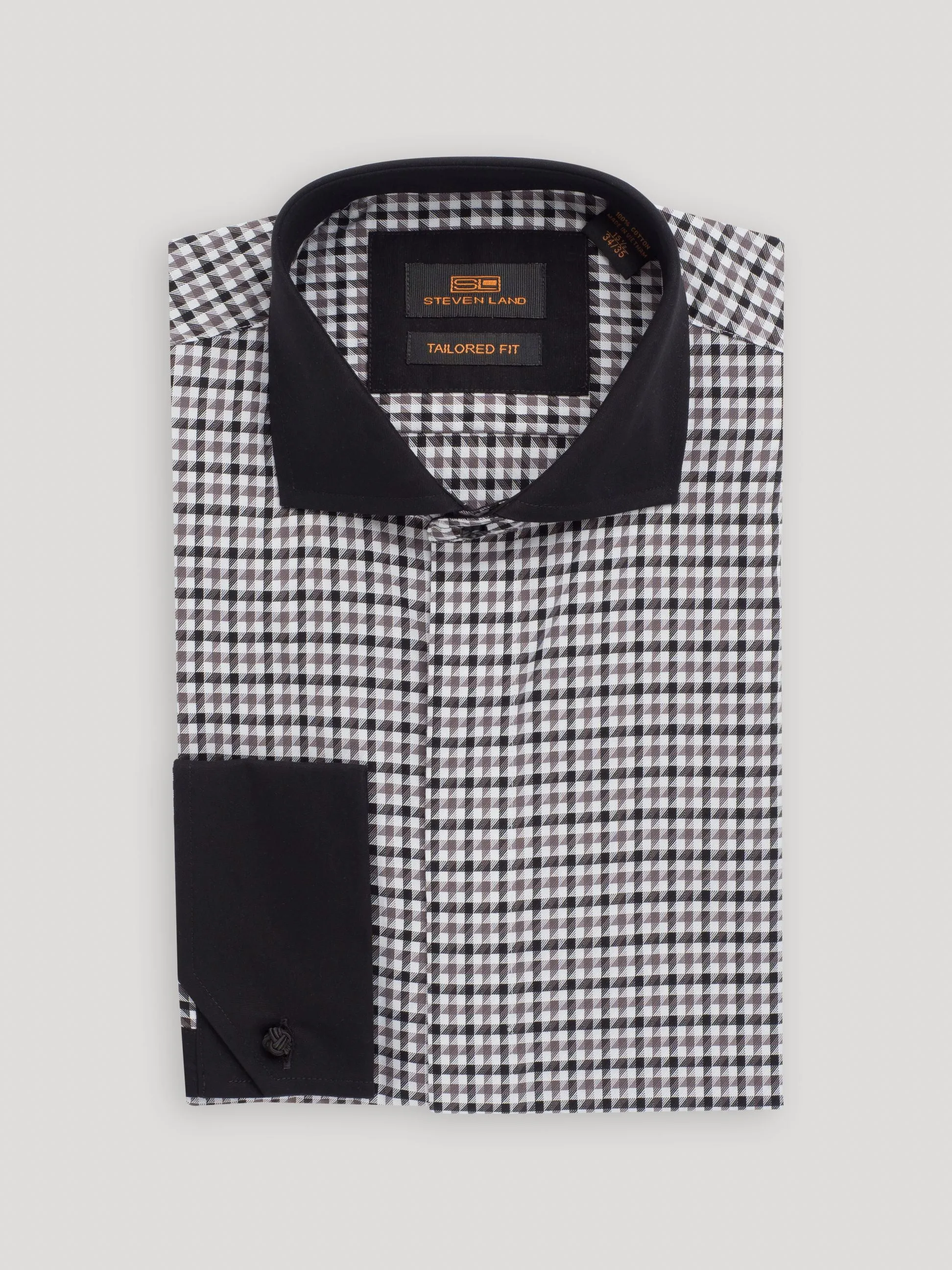 The Jago Dress Shirt | French Cuff & Spread Collar | Black