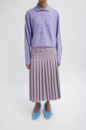 Tibi Washable Cashmere Easy Polo Cropped Sweater - Lavender