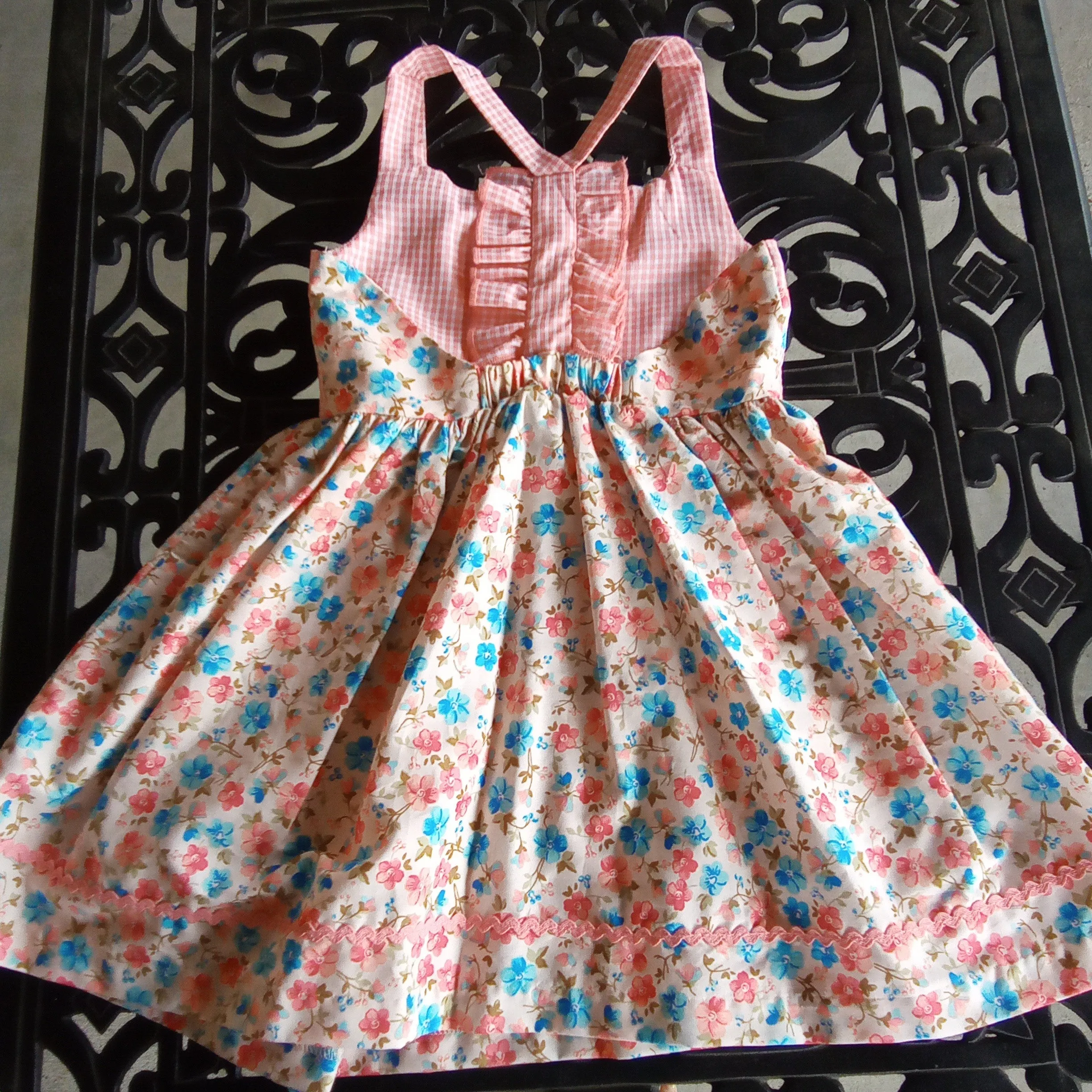 Toddler Coral Floral & Gingham Sundress |  Bonnie Jean