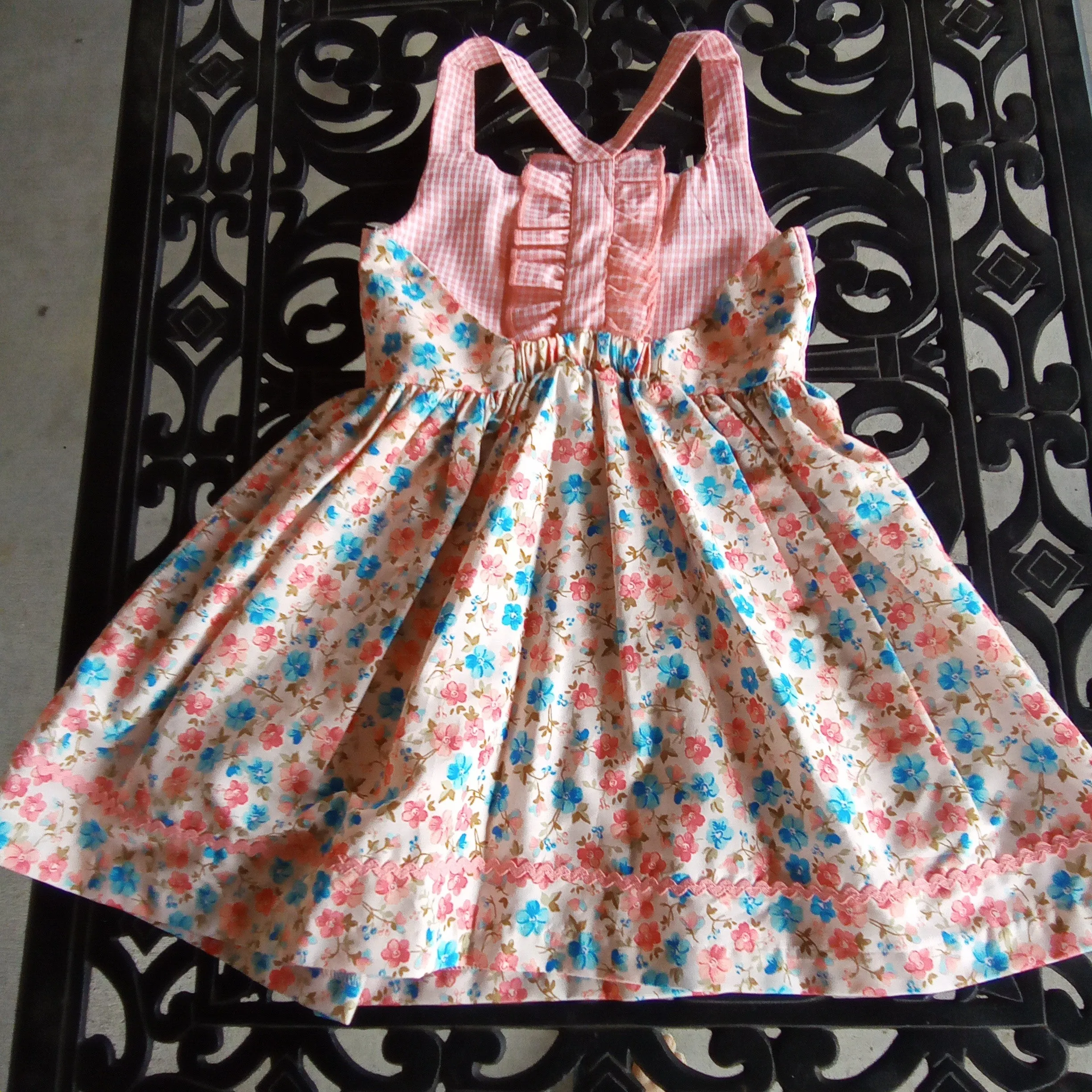 Toddler Coral Floral & Gingham Sundress |  Bonnie Jean