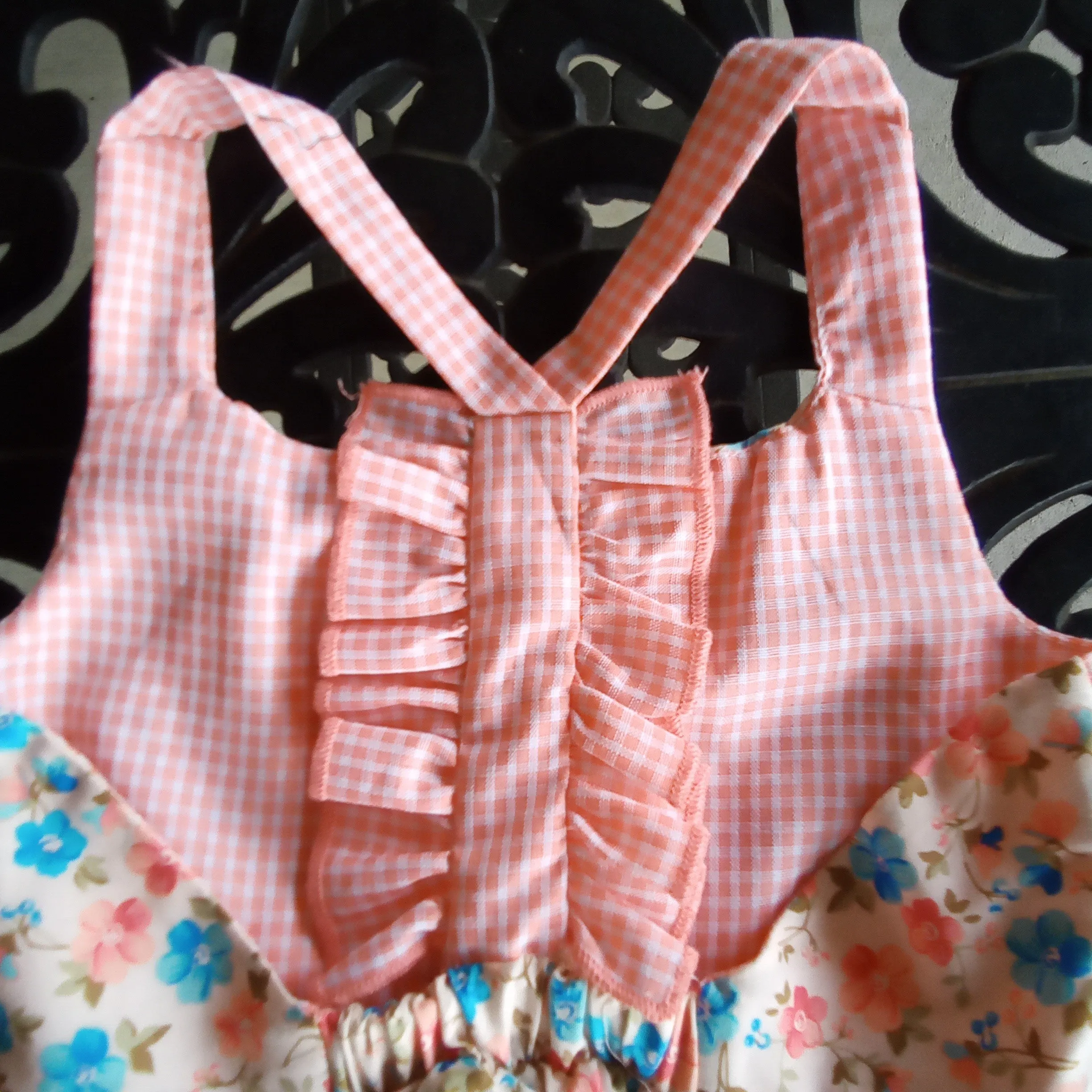 Toddler Coral Floral & Gingham Sundress |  Bonnie Jean