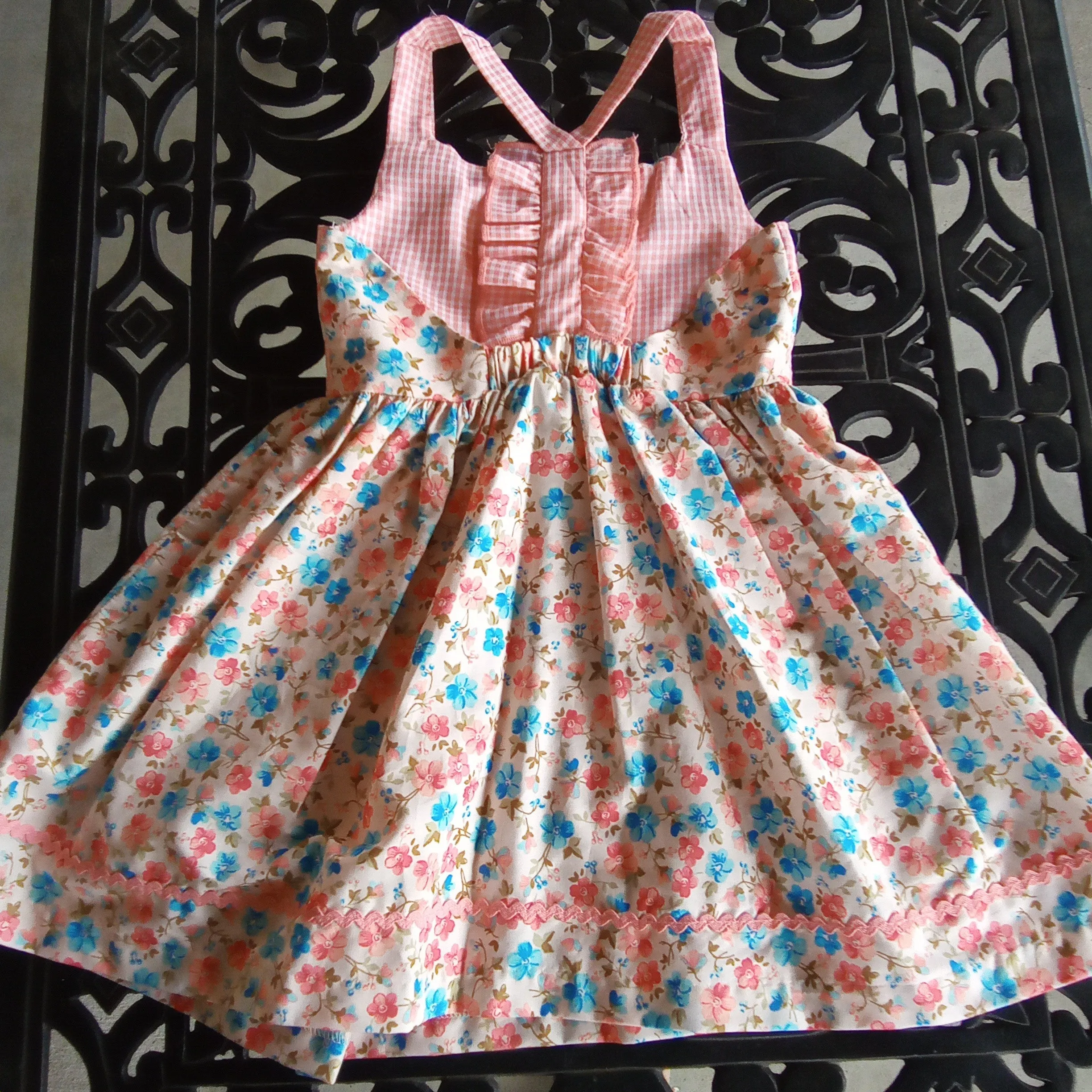 Toddler Coral Floral & Gingham Sundress |  Bonnie Jean