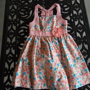 Toddler Coral Floral & Gingham Sundress |  Bonnie Jean