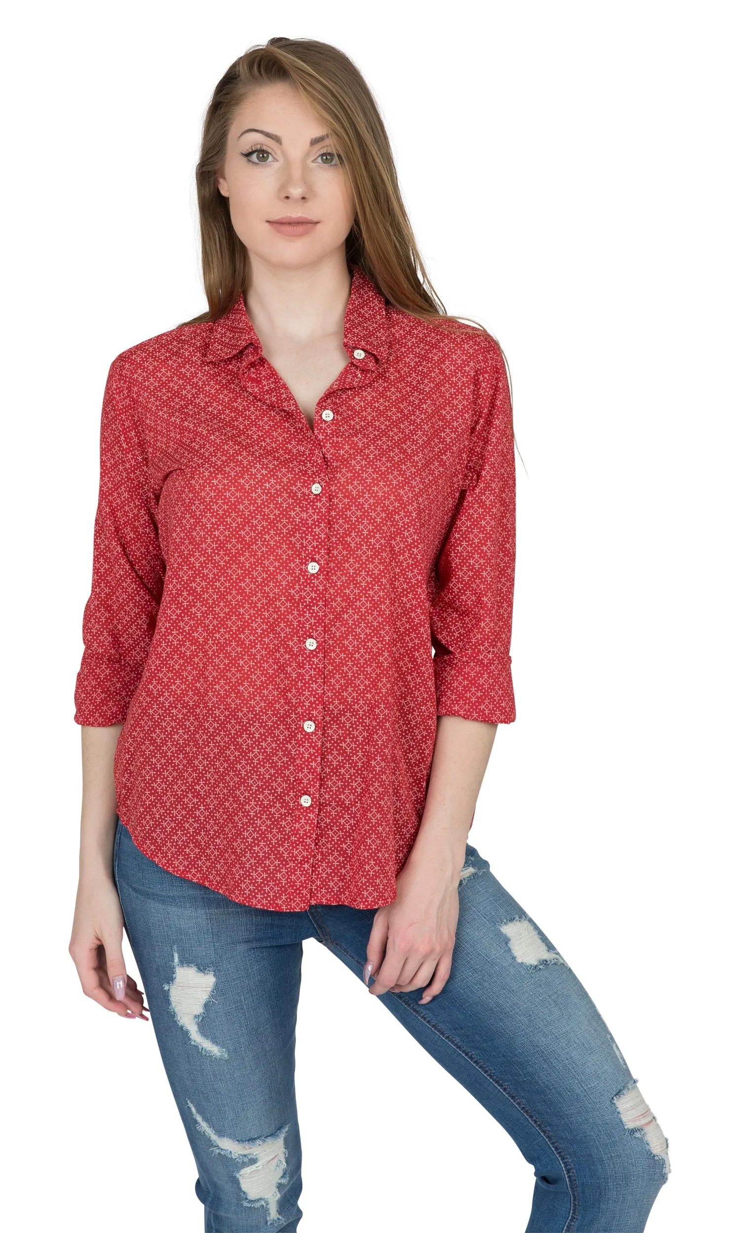 Velvet by Graham & Spencer Emery Printed Cotton Button-up Shirt