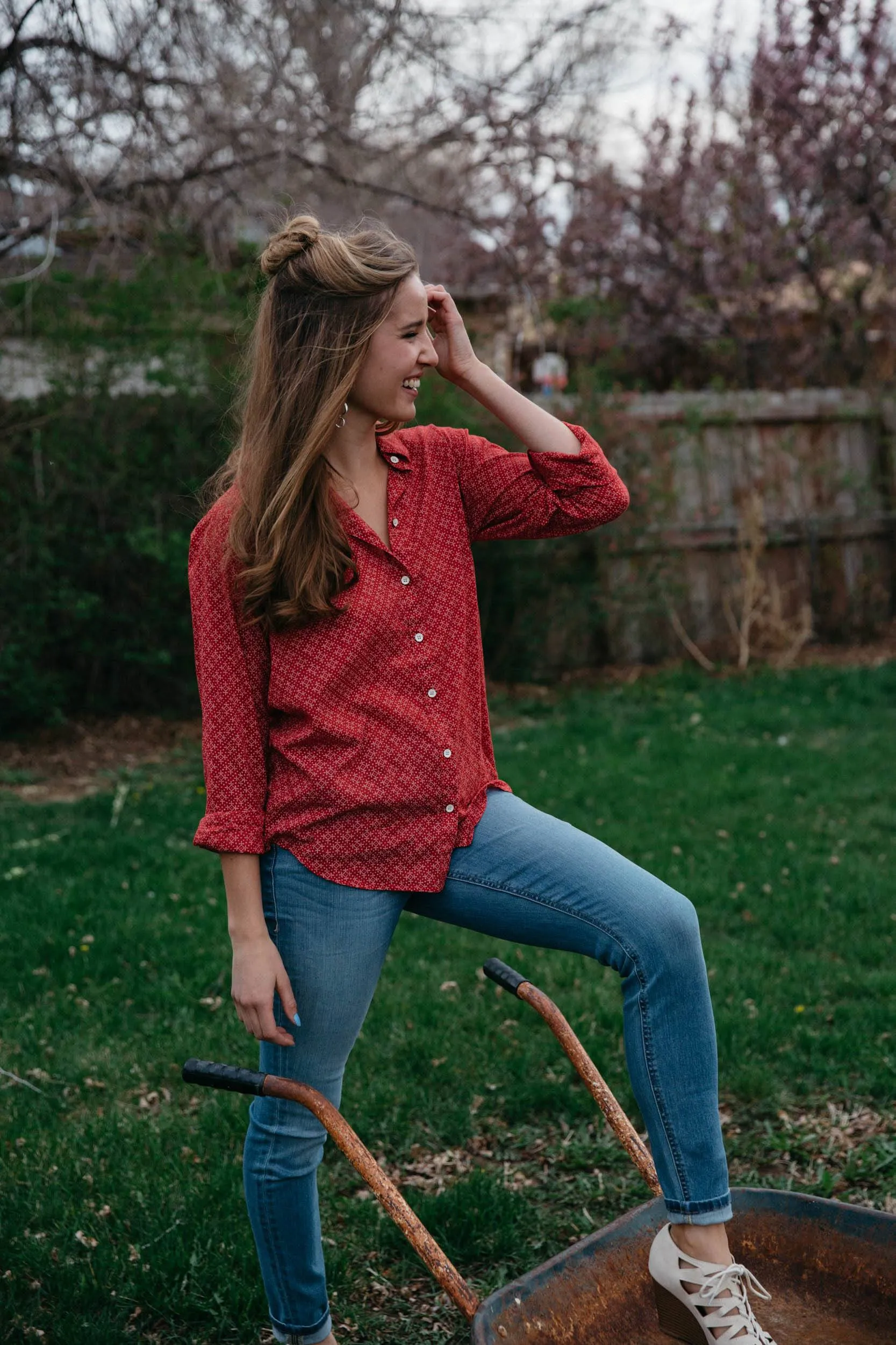 Velvet by Graham & Spencer Emery Printed Cotton Button-up Shirt