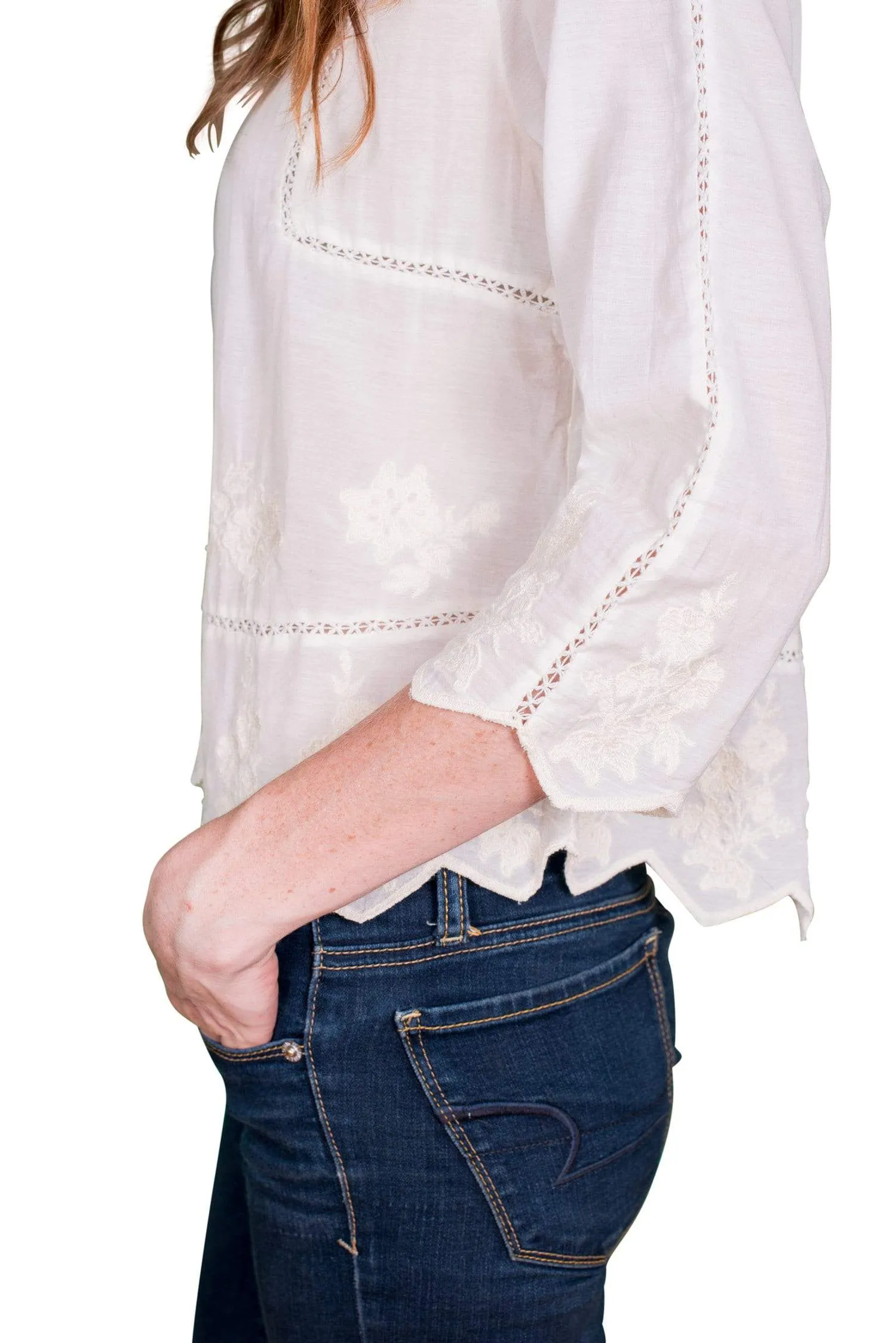 Velvet by Graham & Spencer Milio Embroidered Cotton Voile Top