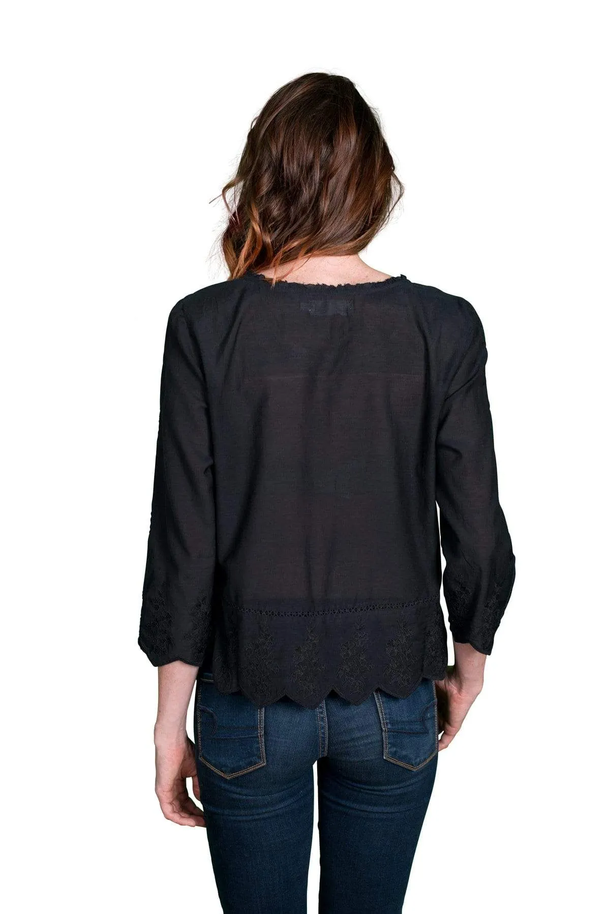 Velvet by Graham & Spencer Milio Embroidered Cotton Voile Top