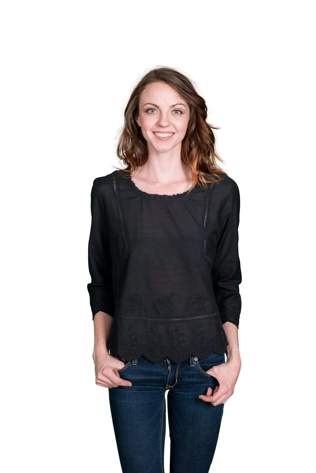 Velvet by Graham & Spencer Milio Embroidered Cotton Voile Top