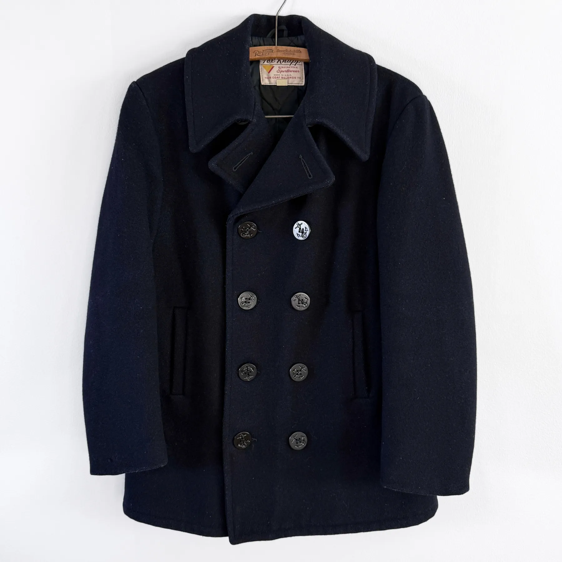 Vintage 1960s U.S. Navy Double Breasted Wool Peacoat