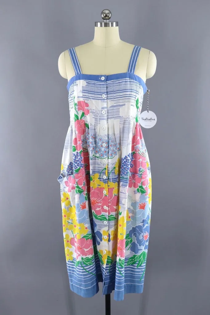 Vintage Floral Print Cotton Sundress