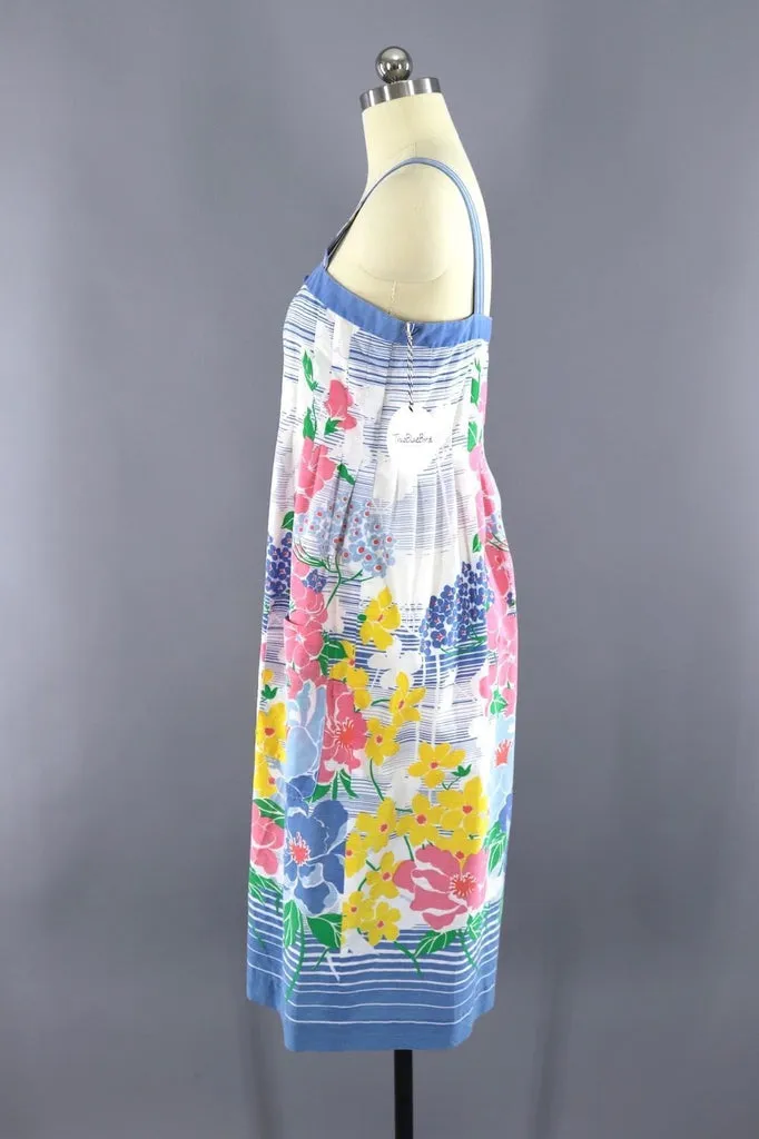 Vintage Floral Print Cotton Sundress
